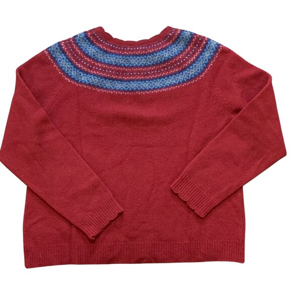 VTG Eddie Bauer LG 100% Lambswool Sweater Fair Isle Nordic Preppy Red Ski Winter - Picture 4 of 7